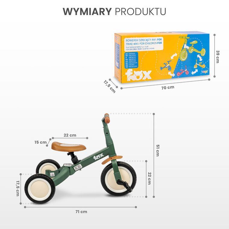 Toyz, Fox, rowerek trójkołowy, biegowy, turquoise