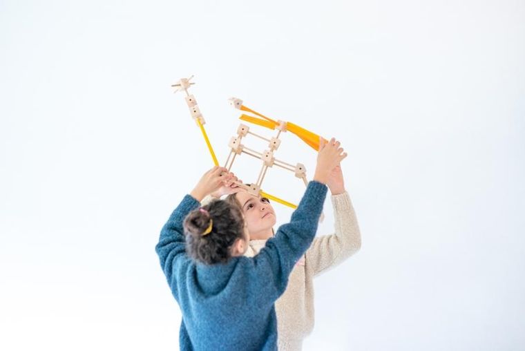 Trigonos, Mini Trigonos L, drewniane klocki konstrukcyjne, 130 elementów