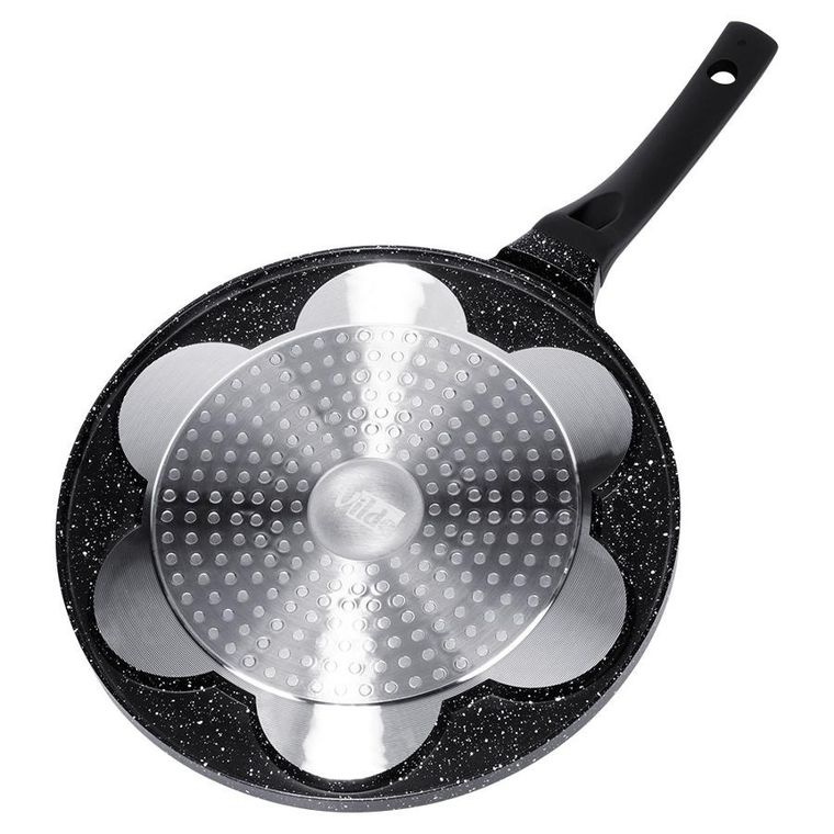 Vilde, Black Line, patelnia do jajek granitowa, 7 otworów, 26 cm