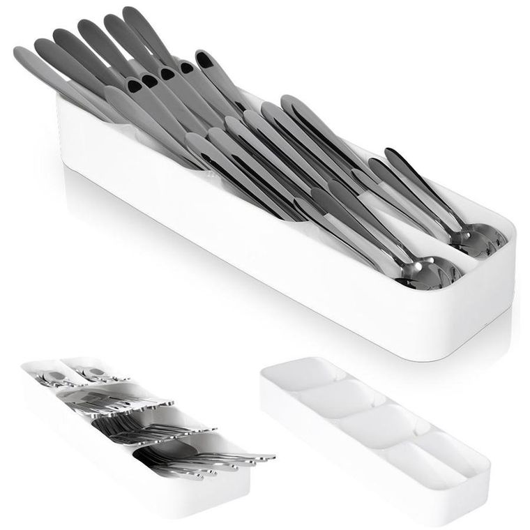 Vilde, organizer do szuflady na sztućce, biały, 39-11.5-5.5 cm