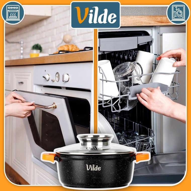 Vilde, Terruna Aroma, garnek ze szklaną pokrywką, granitowy, 20 cm, 2,1l