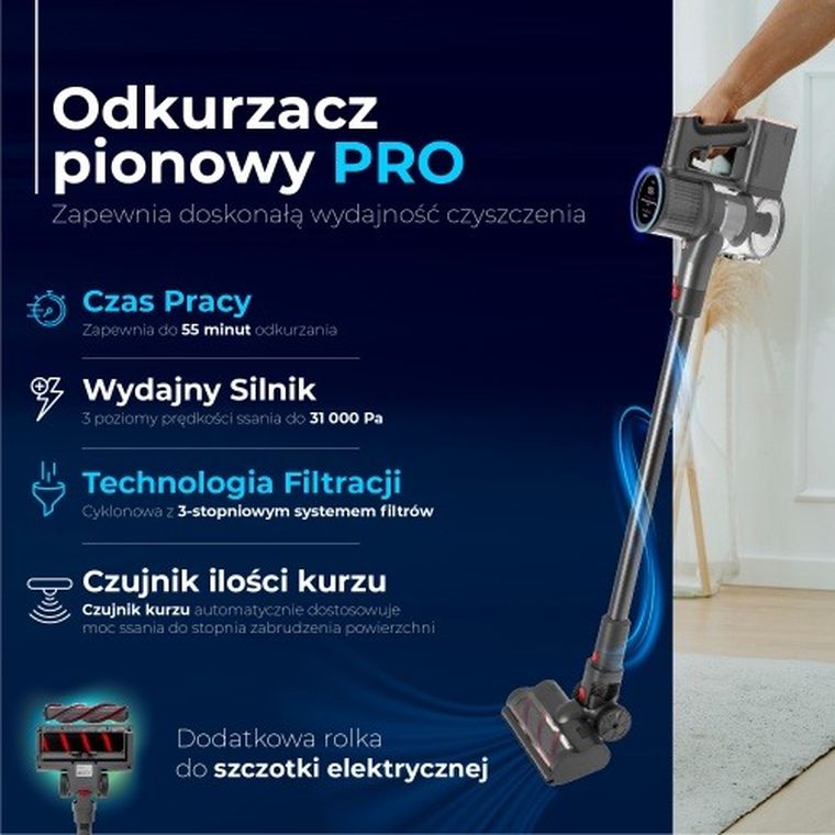 Adler, odkurzacz pionowy, PRO LED