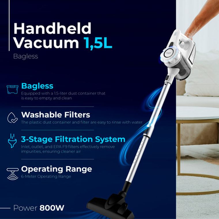 Adler, odkurzacz ręczny, biały, AD 7036W