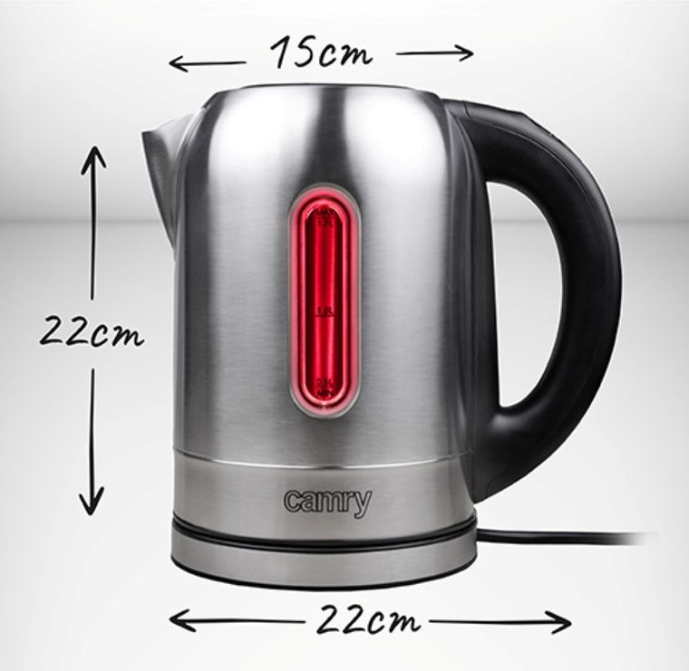 Camry, czajnik elektryczny, metalowy, 1.7 L, 2200W, CR 1253