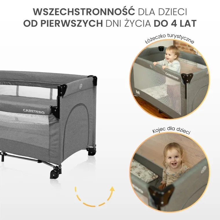 Caretero, Esti, łóżeczko turystyczne z opuszczanym bokiem, Brown