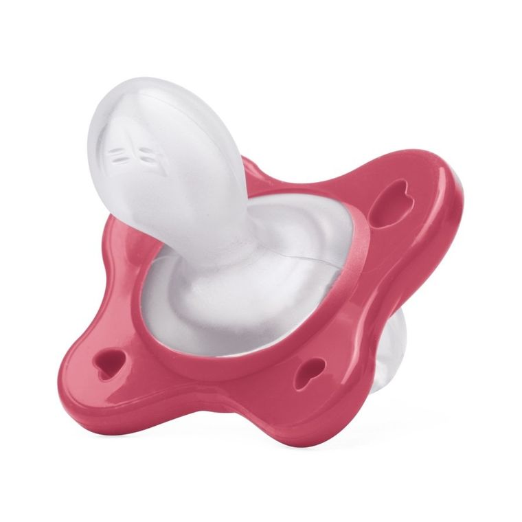 Chicco, PhysioForma Dual Soft, smoczek uspokajający, silikonowy, różowy, 16-36m, 2 szt.
