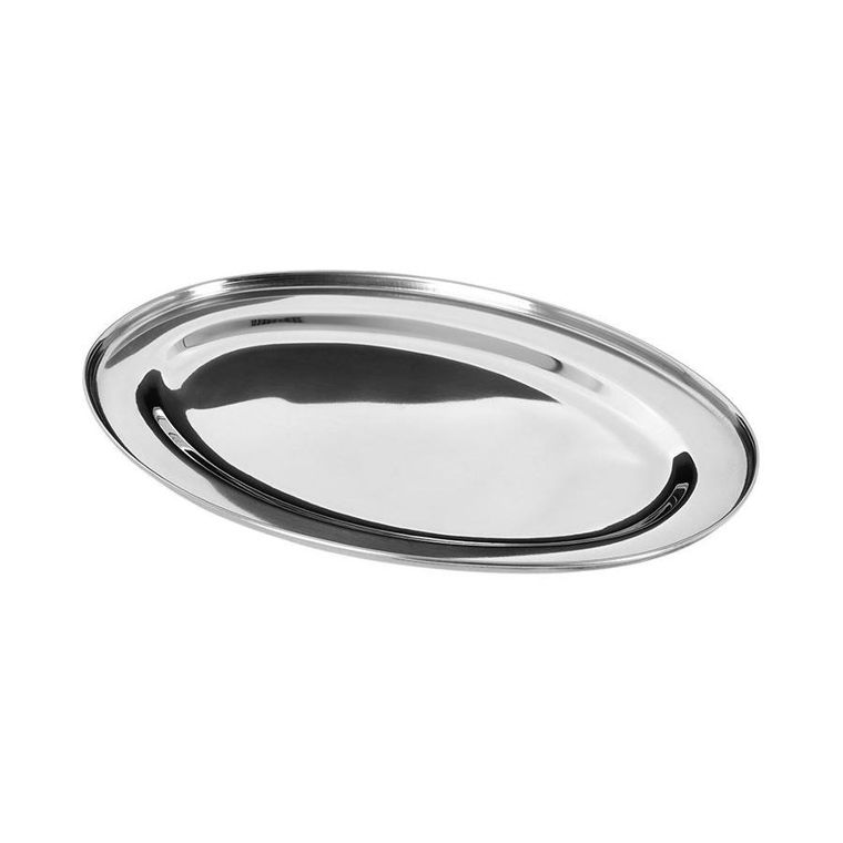 Excellent Houseware, taca do serwowania, stalowa owalna srebrna, 3 szt.