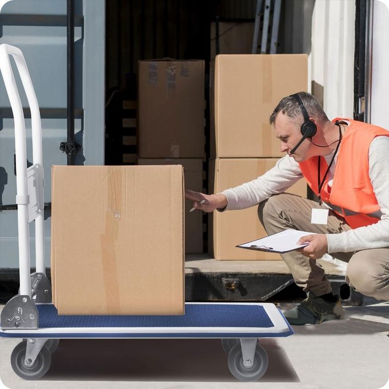 Humberg, wózek transportowy, ręczny, biało-niebieski