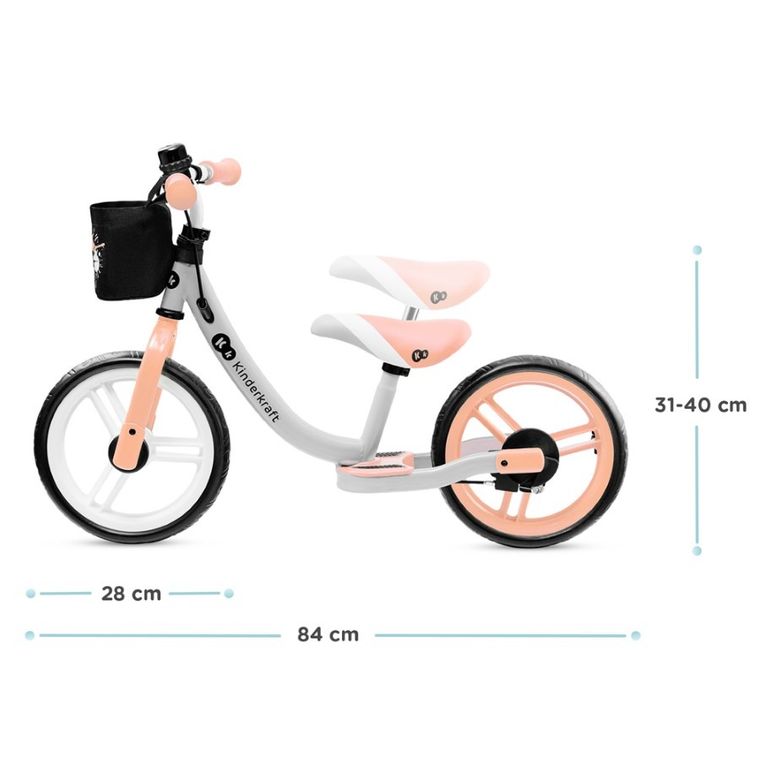 Kinderkraft, Space 2021, rowerek biegowy, Peach Coral