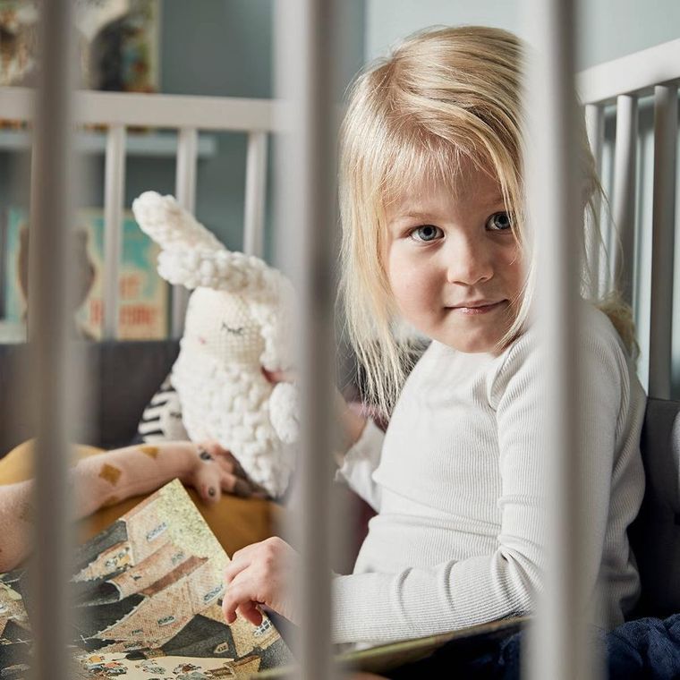 Leander, Luna, łóżeczko dziecięce, białe, dębowe, 0-3 lata