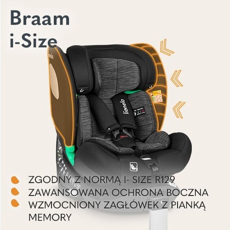 Lionelo, Braam, fotelik samochodowy, Black Carbon, 0-36 kg