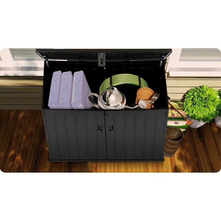 Plonos, skrzynia ogrodowa, czarna, 116-112,5-71 cm, 775l