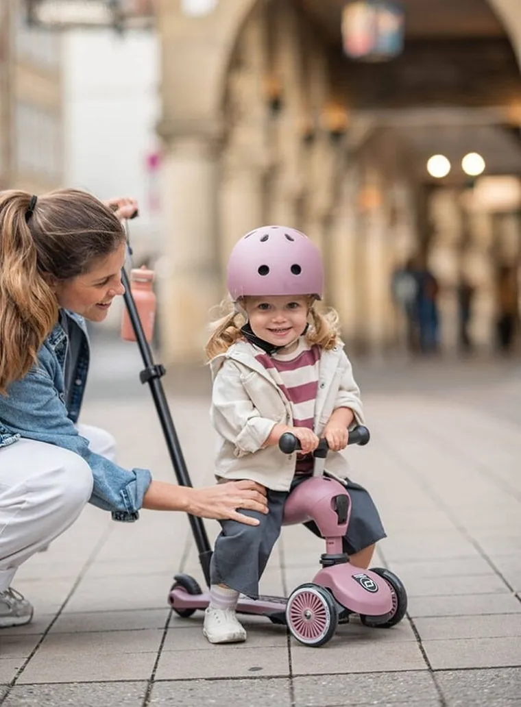 Scoot & Ride, Highwaykick 1, Push and Go, jeździk i hulajnoga z rączką do prowadzenia 2w1, Wildberry