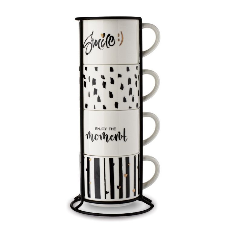 Tadar, Decor, komplet kubków na stojaku, 300 ml, 4 szt.