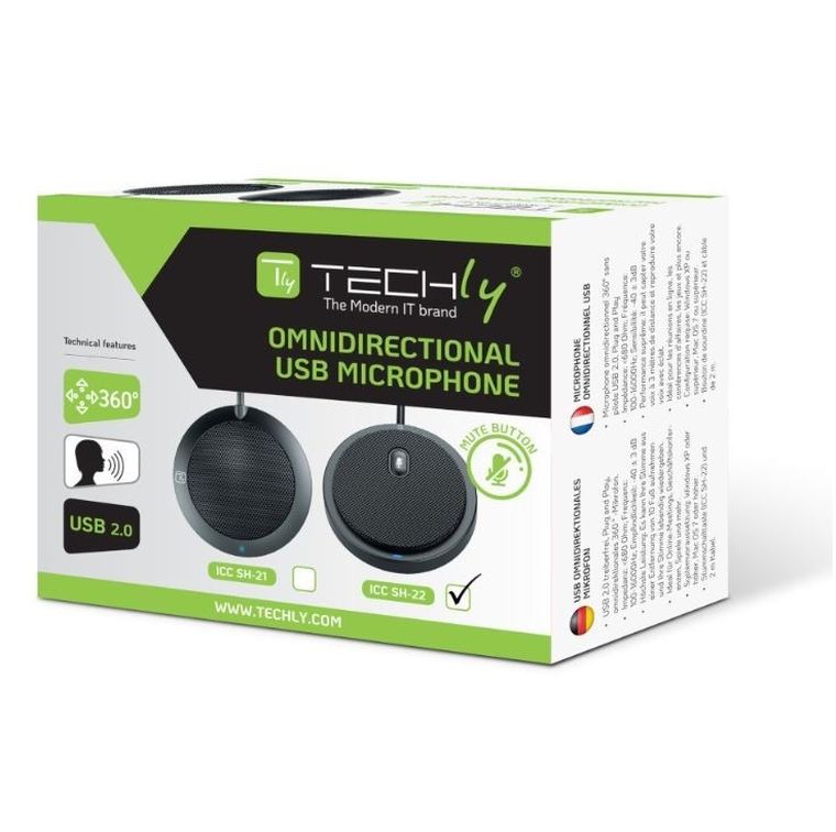 Techly, mikrofon konferencyjny, dookólny, USB 2.0 z wyciszeniem