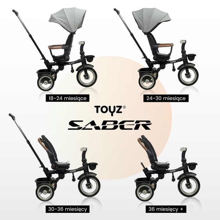 Toyz, Saber, rowerek 3-kołowy, light pink