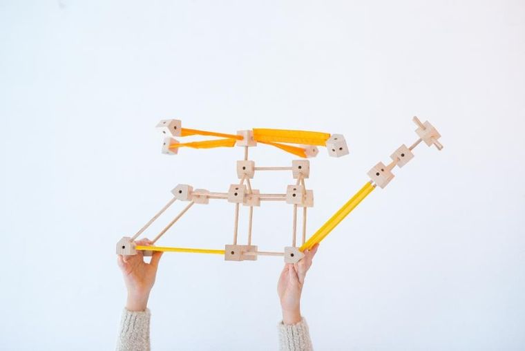 Trigonos, Mini Trigonos L, drewniane klocki konstrukcyjne, 130 elementów