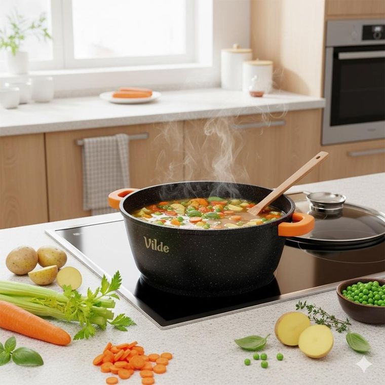 Vilde, Terruna Aroma, garnek ze szklaną pokrywką, granitowy, 28 cm, 5,8l