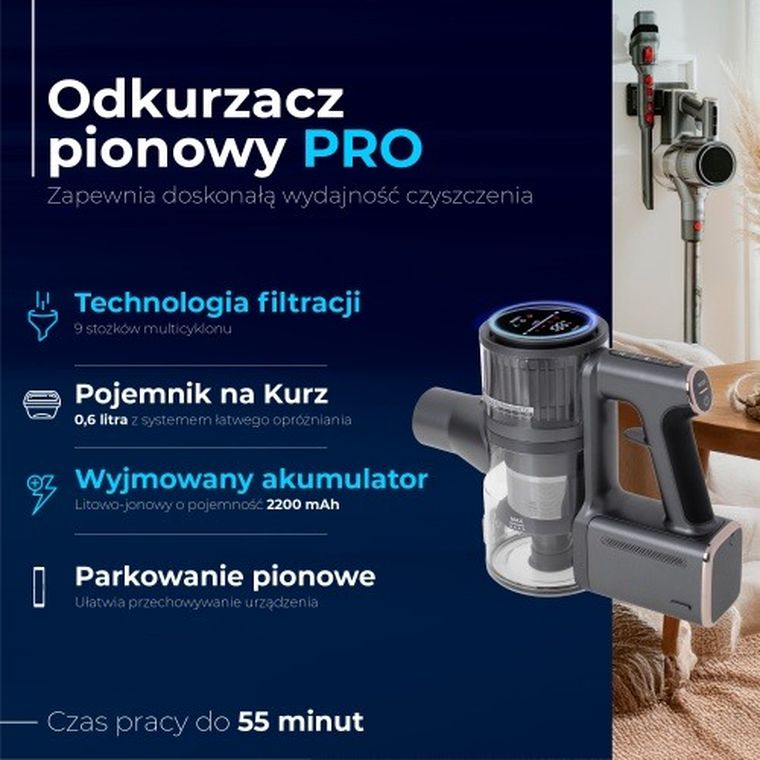 Adler, odkurzacz pionowy, PRO LED