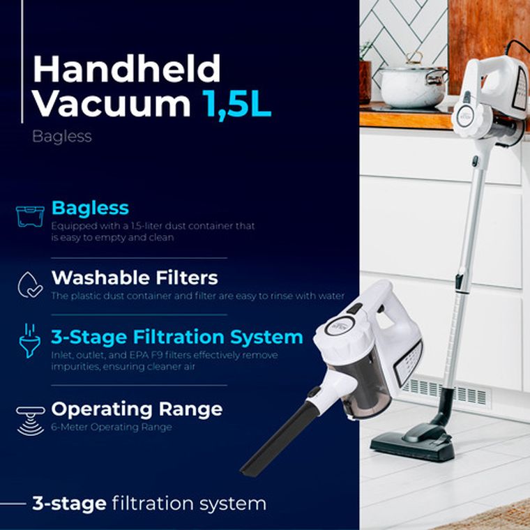 Adler, odkurzacz ręczny, biały, AD 7036W