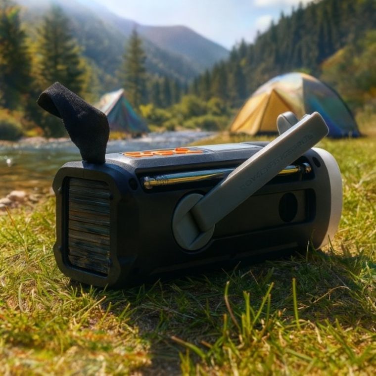 Adler, radio awaryjne, z panelem słonecznym, korbką, powerbankiem