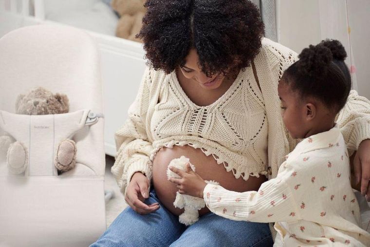 BabyBjörn, Bliss 3D Jersey, leżaczek, jasnobeżowy + Googly Eyes Pastels, zabawka niemowlęca