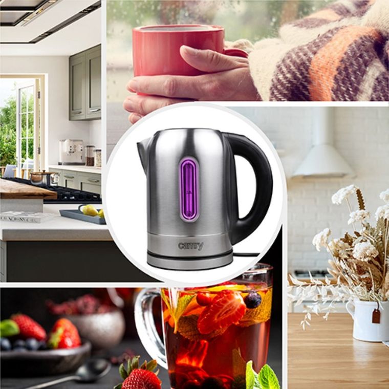 Camry, czajnik elektryczny, metalowy, 1.7 L, 2200W, CR 1253