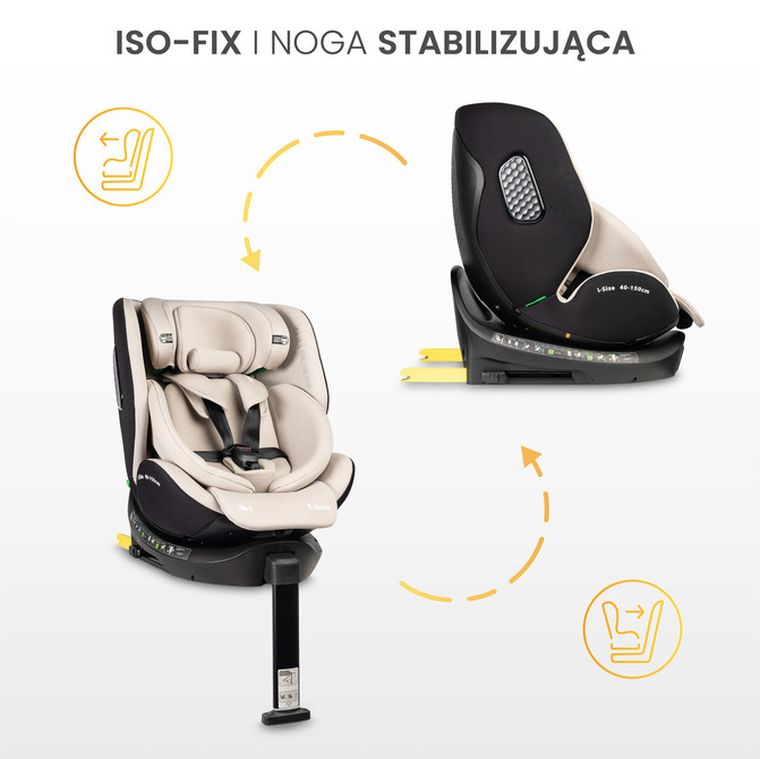 Caretero, Lumi, i-Size, fotelik samochodowy, light grey, 40-150 cm