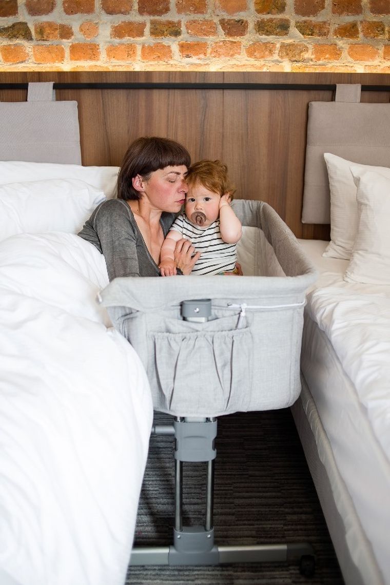 Caretero, Sleep2gether, łóżeczko dostawne, grey