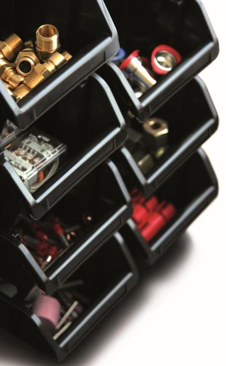 Kistenberg, zestaw pojemników warsztatowych, Bineer short, 10 szt., czerwony