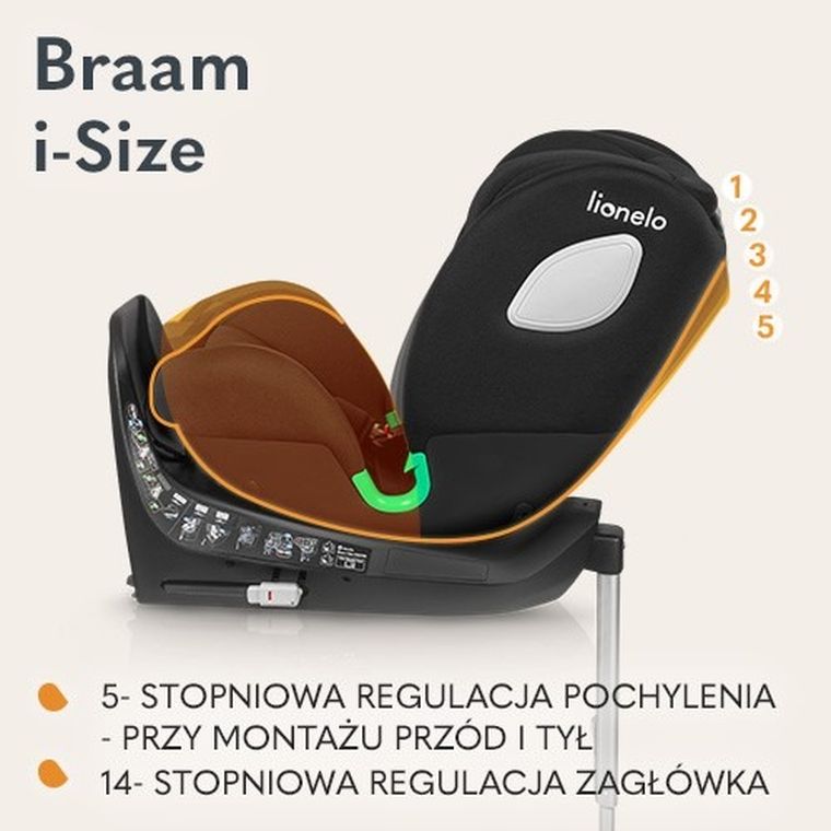 Lionelo, Braam, fotelik samochodowy, Black Carbon, 0-36 kg