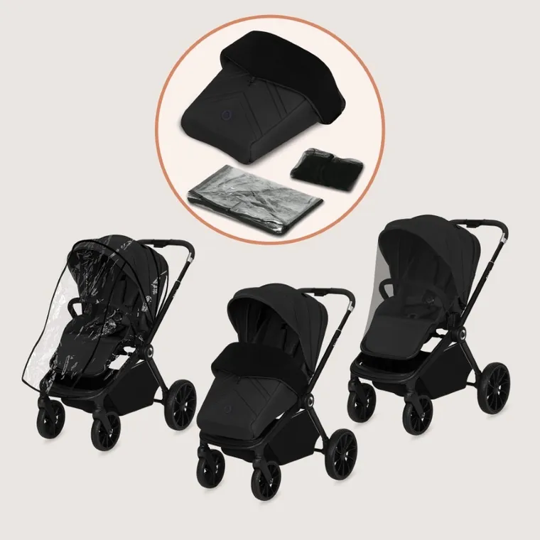 Lionelo, Mika Plus, wózek wielofunkcyjny 3w1, Black Onyx