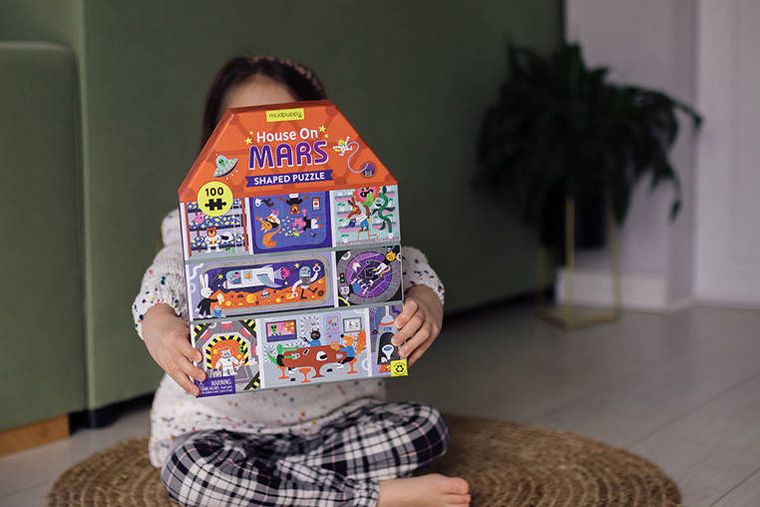 Mudpuppy, Dom na Marsie, puzzle konturowe, 100 elementów