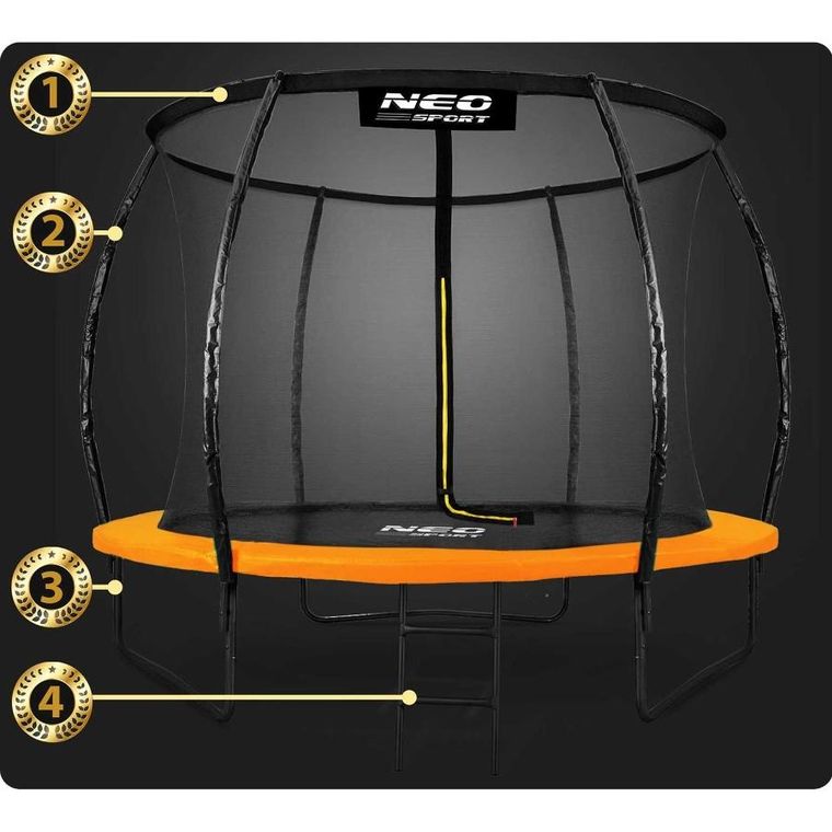 Neo-Sport, trampolina ogrodowa profilowana, z siatką wewnętrzną, 8ft/252 cm