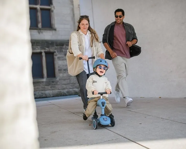 Scoot & Ride, Highwaykick 1, Push and Go, jeździk i hulajnoga z rączką do prowadzenia 2w1, Steel