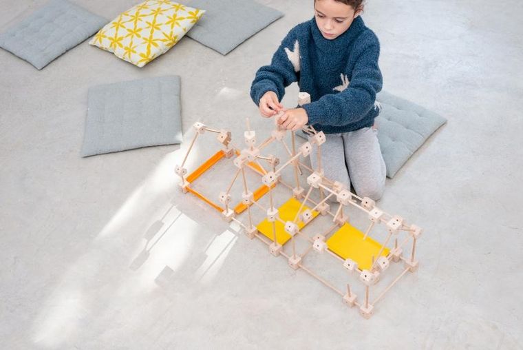 Trigonos, Mini Trigonos L, drewniane klocki konstrukcyjne, 130 elementów