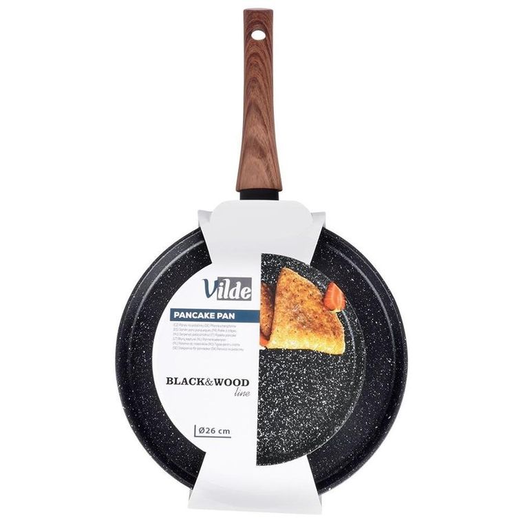 Vilde, Black&Wood, patelnia do naleśników, granitowa, 26 cm
