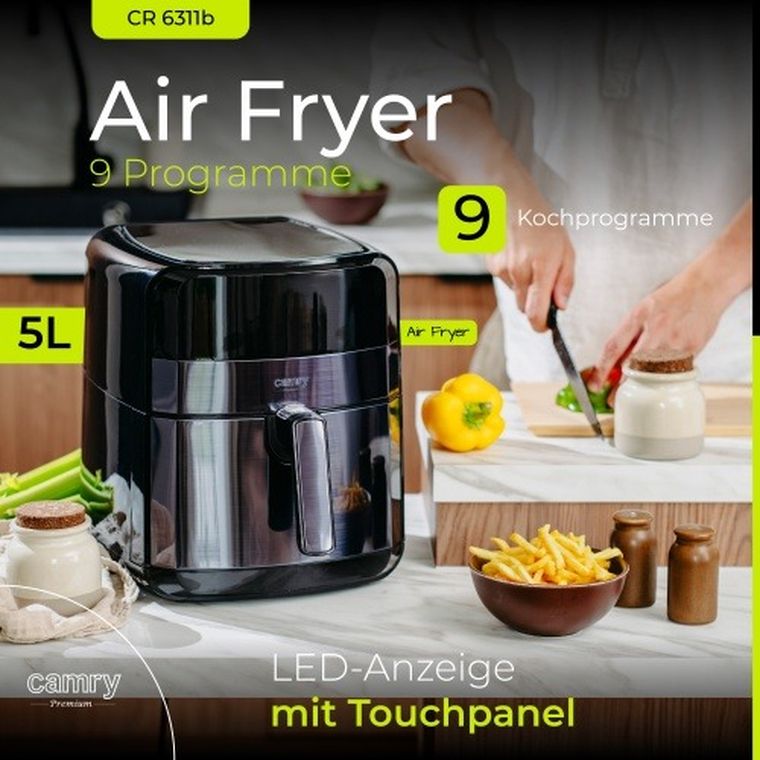 Camry, frytkownica beztłuszczowa, air fryer, 9 programów, 5l