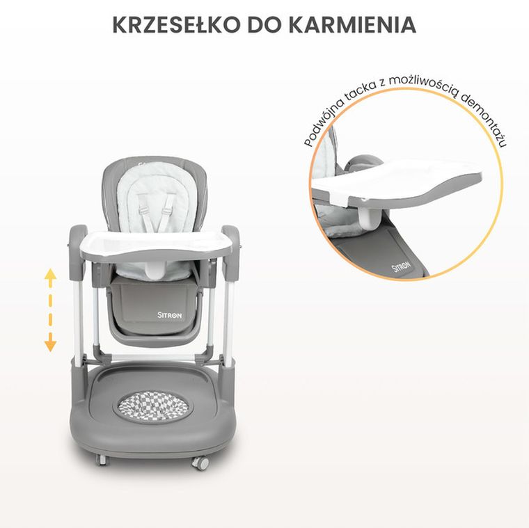 Caretero, Sitron 3w1, krzesełko do karmienia z funkcją huśtawki i chodzika, beige