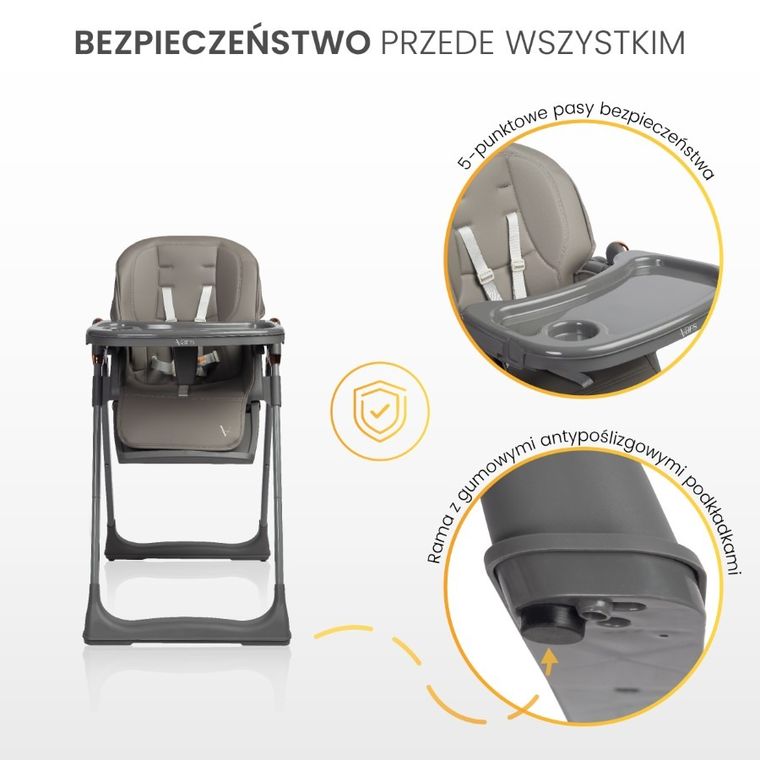 Caretero, Vars, krzesełko do karmienia, grey