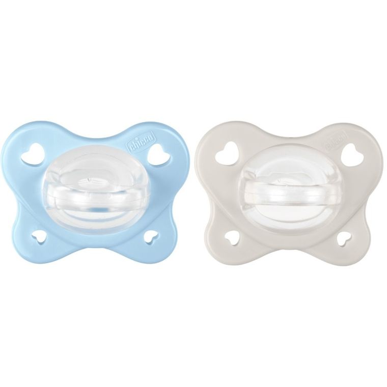 Chicco, PhysioForma Dual Soft, smoczek uspokajający, silikonowy, niebieski, 2-6m, 2 szt.