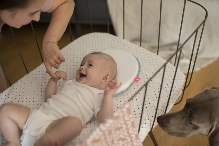 Motherhood, Classics Niebieski, ergonomiczna poduszka stabilizująca dla niemowląt