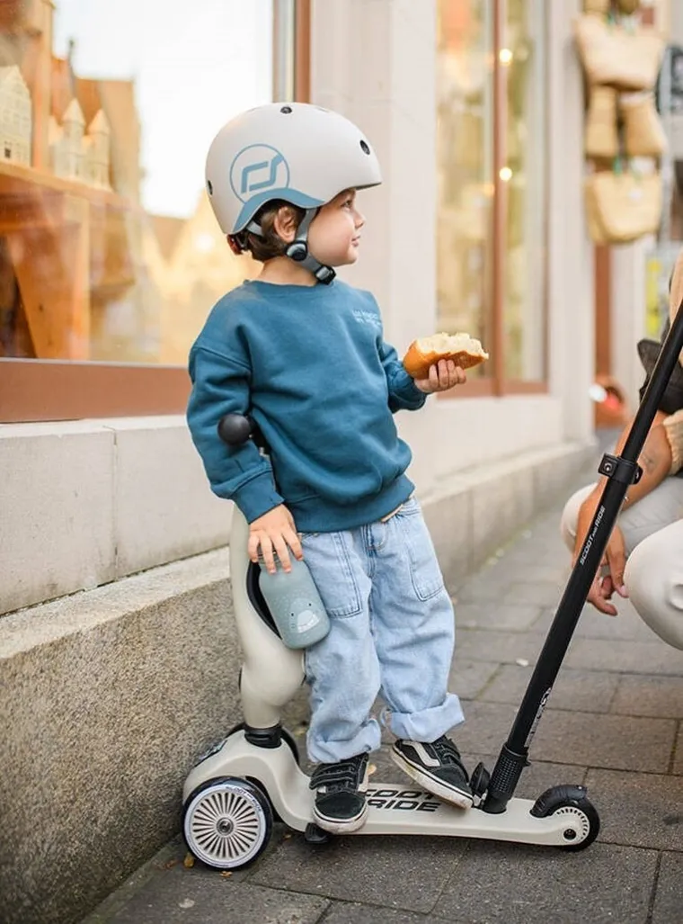 Scoot & Ride, Highwaykick 1, Push and Go, jeździk i hulajnoga z rączką do prowadzenia 2w1, Ash