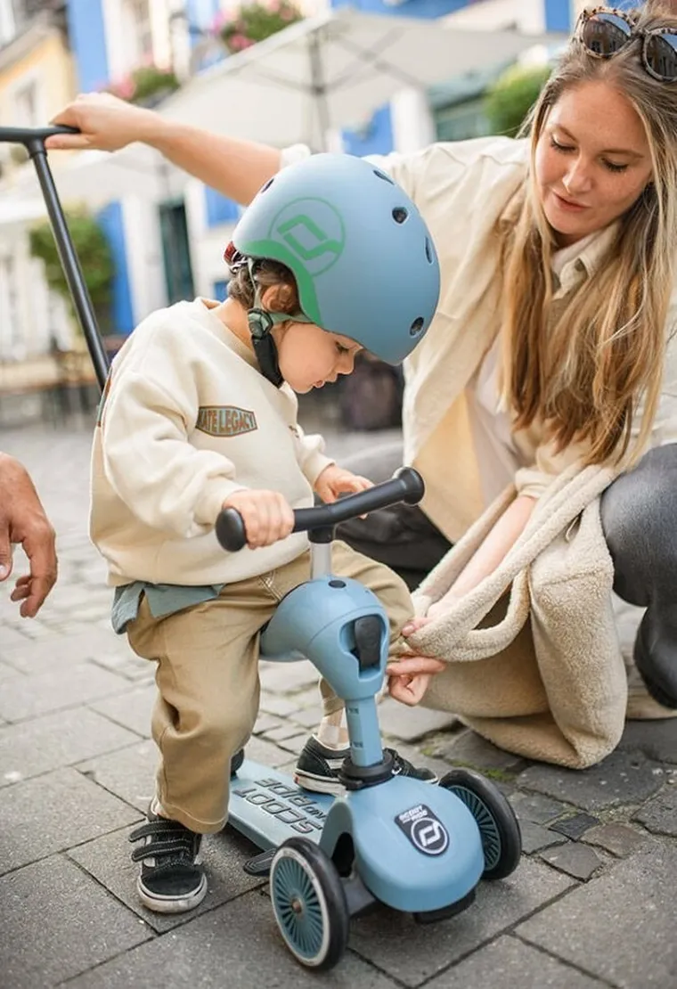Scoot & Ride, Highwaykick 1, Push and Go, jeździk i hulajnoga z rączką do prowadzenia 2w1, Steel