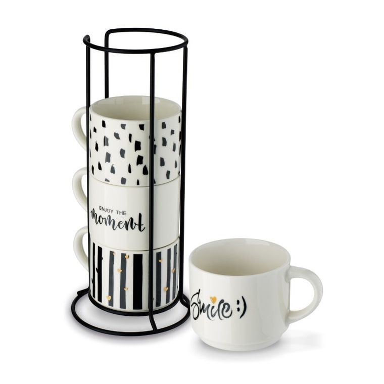 Tadar, Decor, komplet kubków na stojaku, 300 ml, 4 szt.