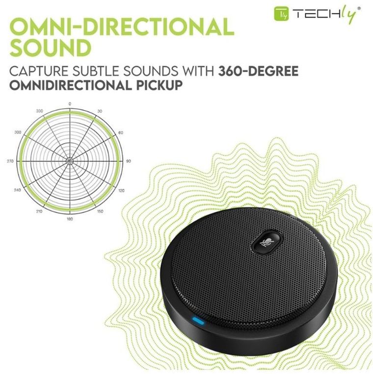 Techly, mikrofon konferencyjny, dookólny, USB 2.0 z wyciszeniem