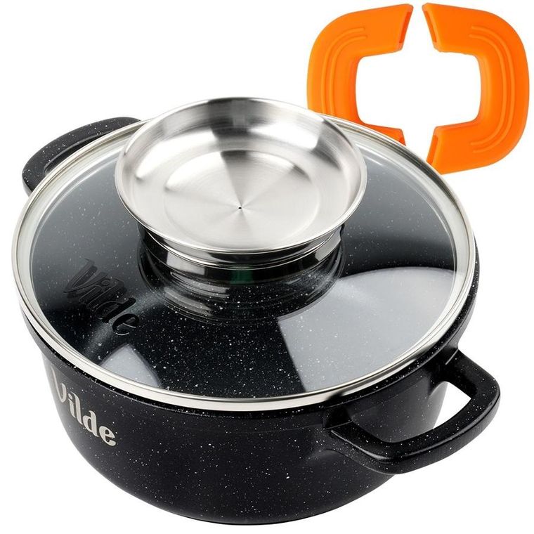 Vilde, Terruna Aroma, garnek ze szklaną pokrywką, granitowy, 16 cm, 1,2l