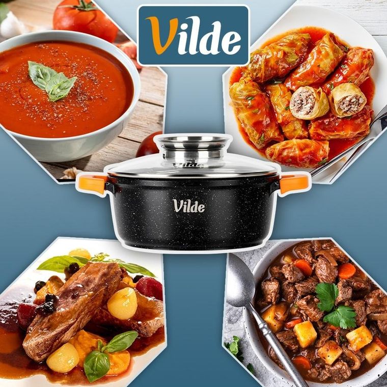 Vilde, Terruna Aroma, garnek ze szklaną pokrywką, granitowy, 20 cm, 2,1l