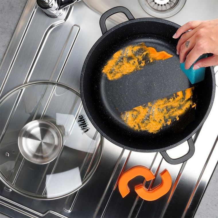 Vilde, Terruna Aroma, garnek ze szklaną pokrywką, granitowy, 24 cm, 4l