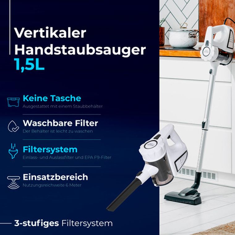 Adler, odkurzacz ręczny, biały, AD 7036W